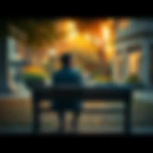 A person sitting on a bench, looking contemplative as they wait for something, surrounded by a serene park setting.