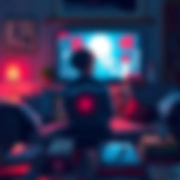 Person Watching Tokyo Ghoul A person sitting on a couch with a laptop, watching Tokyo Ghoul, surrounded by manga books, deep in thought about the show and manga.
