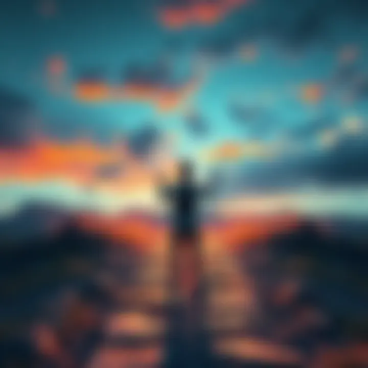 A person standing at a crossroads, contemplating paths representing different choices for improvement in life.