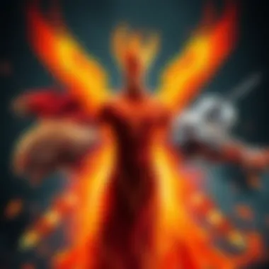 A depiction of the Phoenix Man showing various transformations and contradictions in its design.