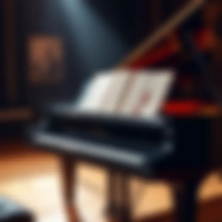 A close-up of a grand piano with open sheet music, symbolizing the passion for music inspired by 'Star of Beethoven'.