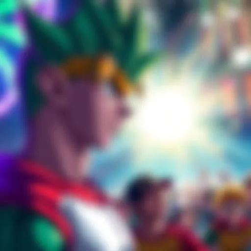 Piccolo looks on thoughtfully as he contemplates joining the Fusion Warrior team, surrounded by energy and excitement from fans.