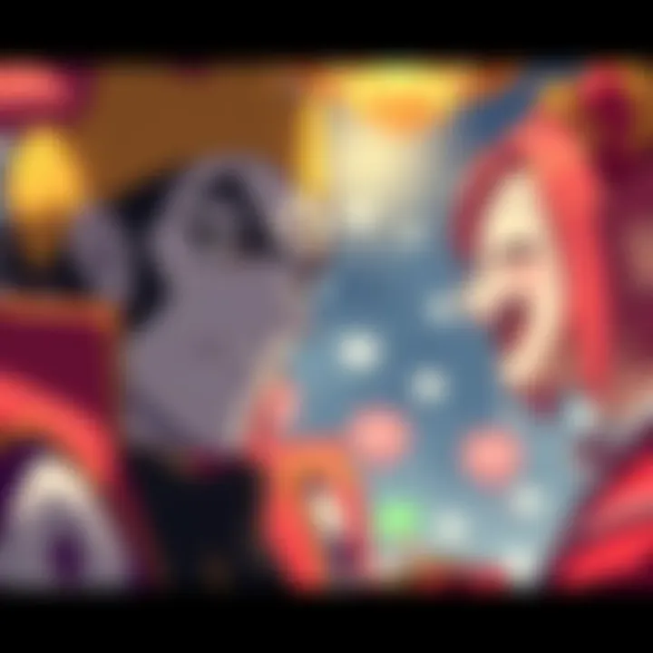 Pierrot frowning at Sakura while she laughs, showing their funny contrast in personalities