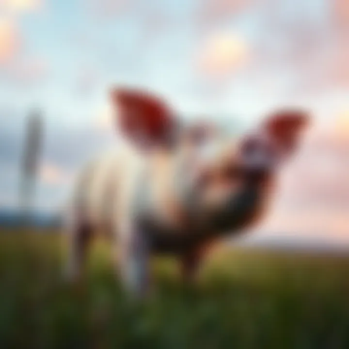 A pig standing in a grassy field with a surprised expression, symbolizing unexpected behavior.