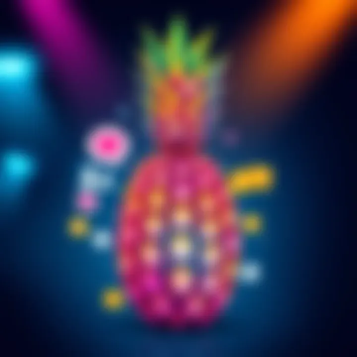 A colorful pineapple illustration representing the pineapple scale, with various discussion icons around it.