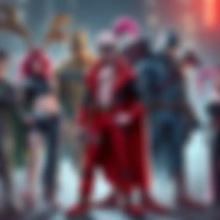 Pinky character from Class 1-A stands confidently among iconic Marvel and DC villains, showcasing unique pairings and creative interactions.