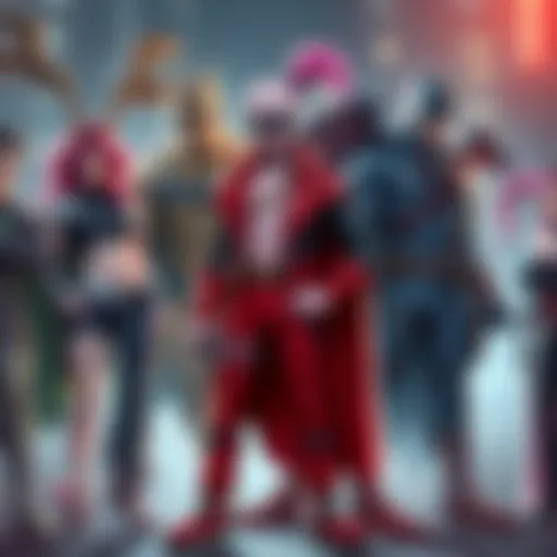Pinky from Class 1-A with Marvel and DC Villains Pinky character from Class 1-A stands confidently among iconic Marvel and DC villains, showcasing unique pairings and creative interactions.