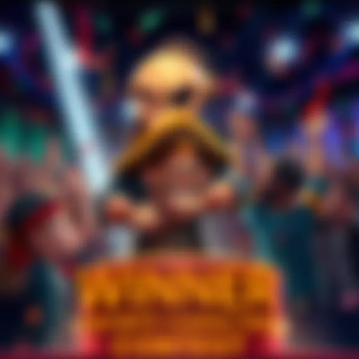 Celebration scene showing the winner of Piratefolk's Favorite Character Contest holding a trophy surrounded by cheering fans.