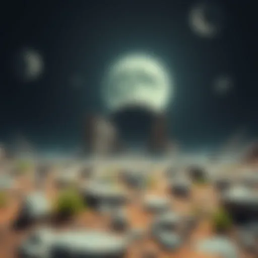 A view of Planet Vegeta's rocky landscape under a dark sky, showcasing abandoned ruins and remnants of its former glory.