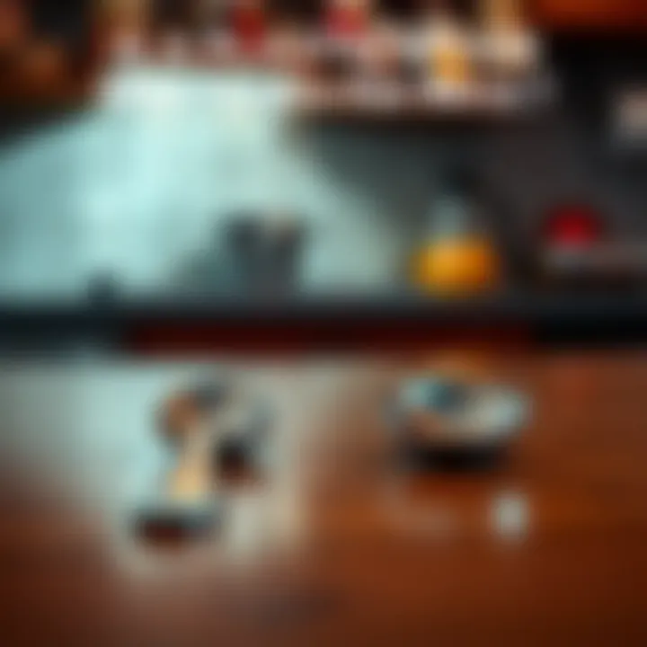 Plastic versus Metal Spoons A side-by-side comparison of a plastic spoon and a metal spoon on a kitchen table, showcasing their differences.