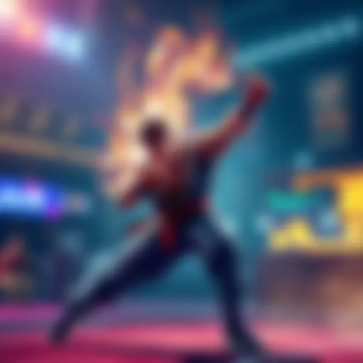 A gamer on a PS5 console performs an impressive super move in a fighting game, showcasing skill and excitement.