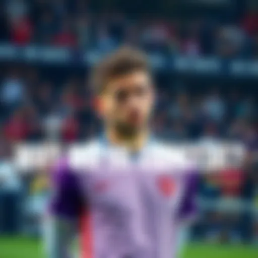 A player in a sports uniform looks disappointed after conceding the match, with fans discussing in the background.