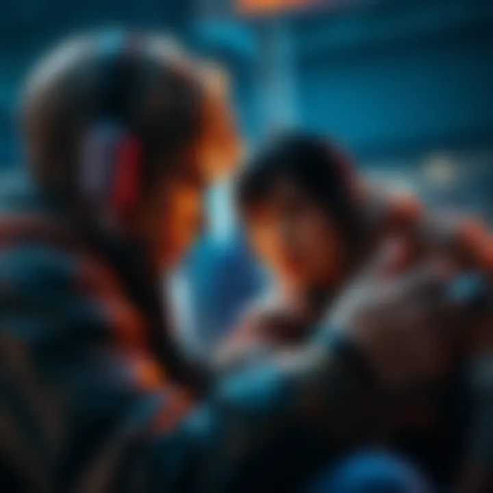 A gamer deeply focused on a video game, experiencing a story-driven character on screen