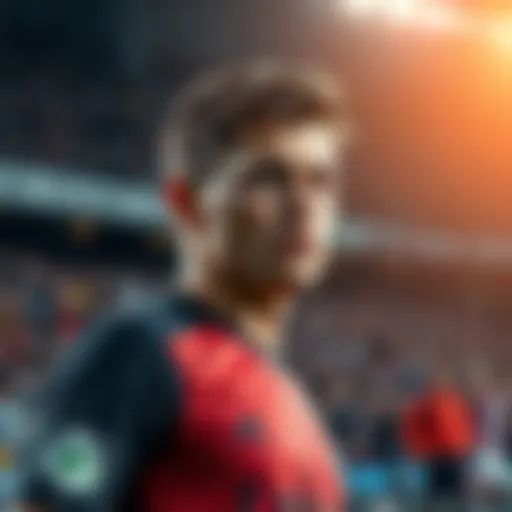 A soccer player looks surprised as a referee signals a penalty during a match. The crowd shows mixed reactions in the background.