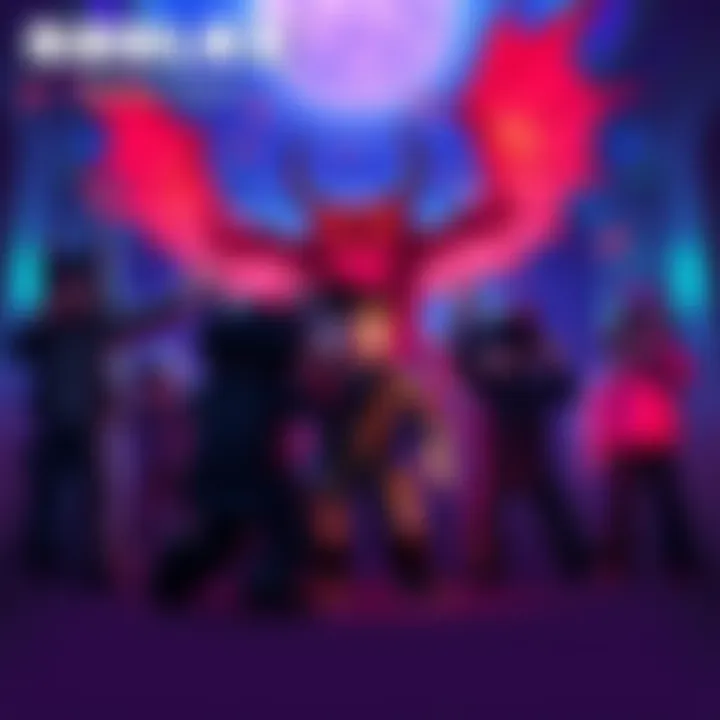 Group of players excitedly celebrating a lucky moment in Roblox's Demon Slayer game with colorful graphics