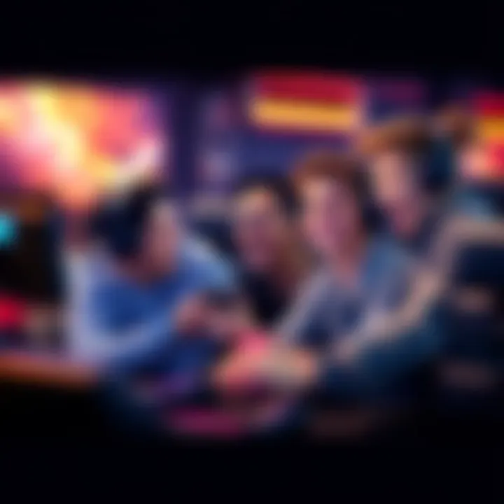 Group of gamers smiling and celebrating good sportsmanship during a multiplayer match
