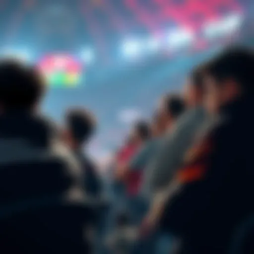 Locked off players watching the U20 Cup event from the crowd, engaging in discussions, similar to boxers in Hajime no Ippo