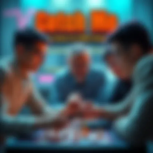 Group of players strategizing their next moves in the game Catch Me, showing intense focus and excitement.