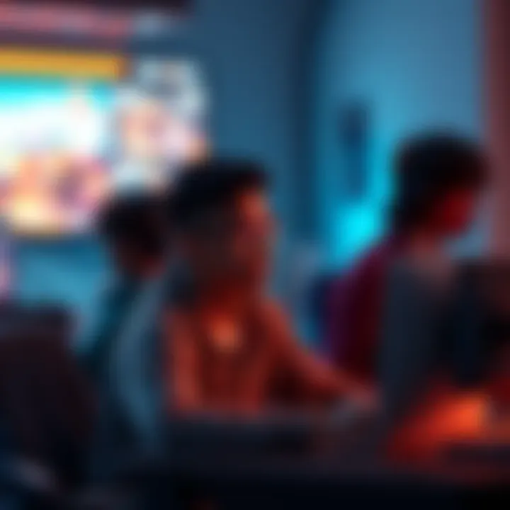 Frustrated players sit at their desks looking at gaming screens, unable to summon characters due to work commitments.