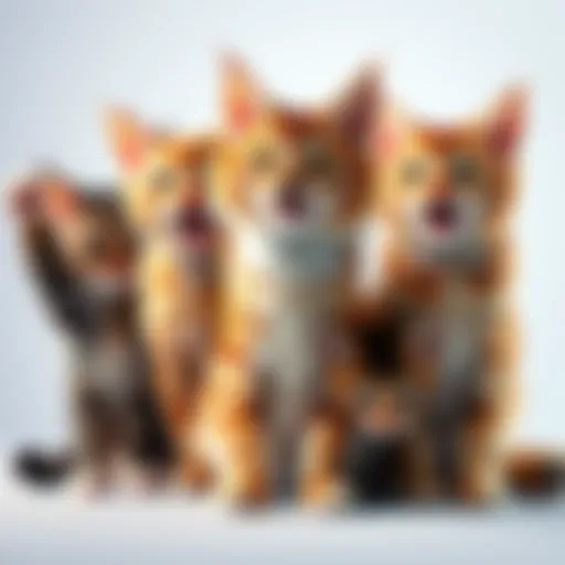 A group of playful cats being featured in various viral videos, showcasing their charm and humor