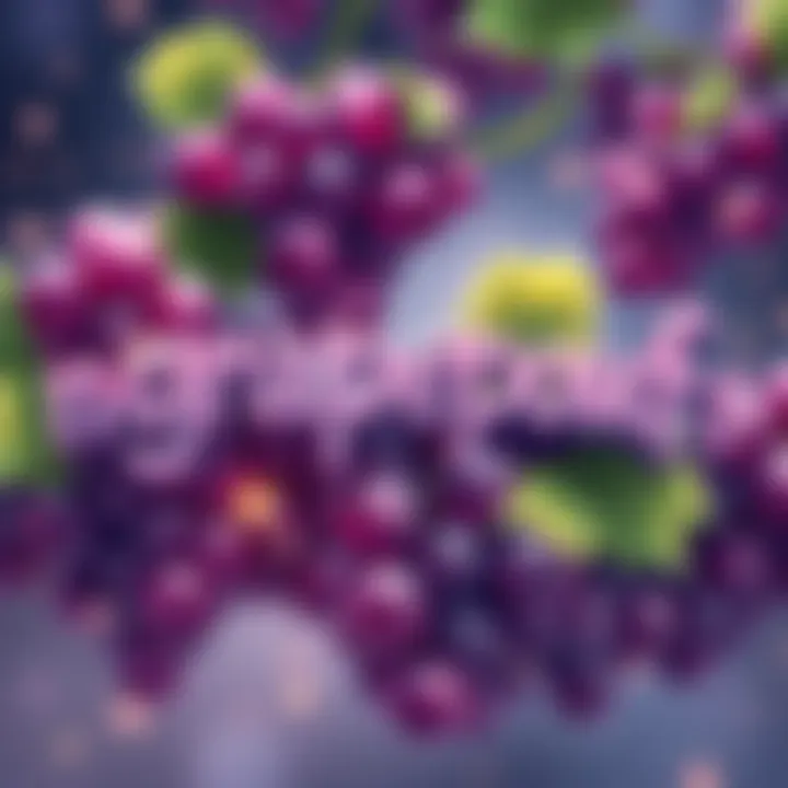 A colorful illustration depicting the humorous phrase 'grapepouf' surrounded by grapes and sparkles, reflecting joyful expressions of thanks.