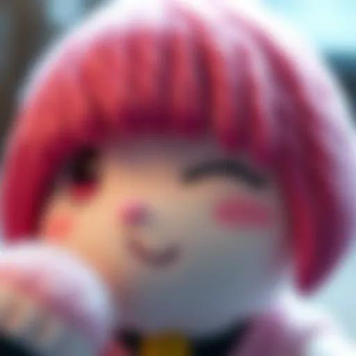 A close-up of the Plushieverse Lain plushie featuring its soft texture and design, showcasing its appealing features.