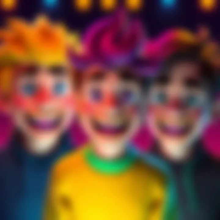 Three colorful PNGtuber avatars each showing different expressions for a Veadotube mini project.