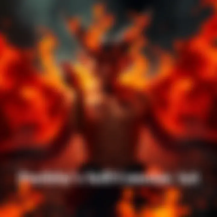 A character resembling Pochita in a moment of transformation, showcasing flames and shadows symbolizing the struggle of erasing devils from culture.