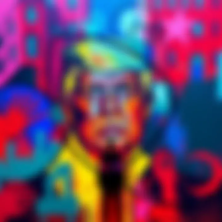 A vivid painting inspired by political leaks involving Trump, featuring bold colors and abstract shapes symbolizing controversy and transparency.