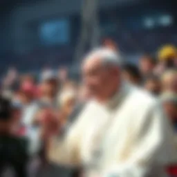 Pope Critiques JJK Fans The Pope making a statement, with a backdrop of fans expressing mixed reactions to his remarks about JJK.