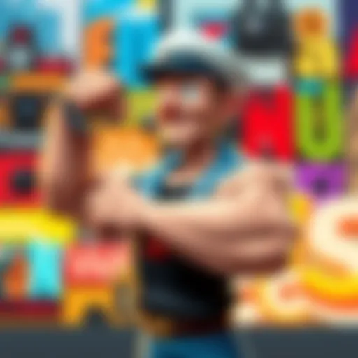 Popeye the Sailor flexing his muscles with a can of spinach in hand, set against a colorful background reflecting modern media influences.