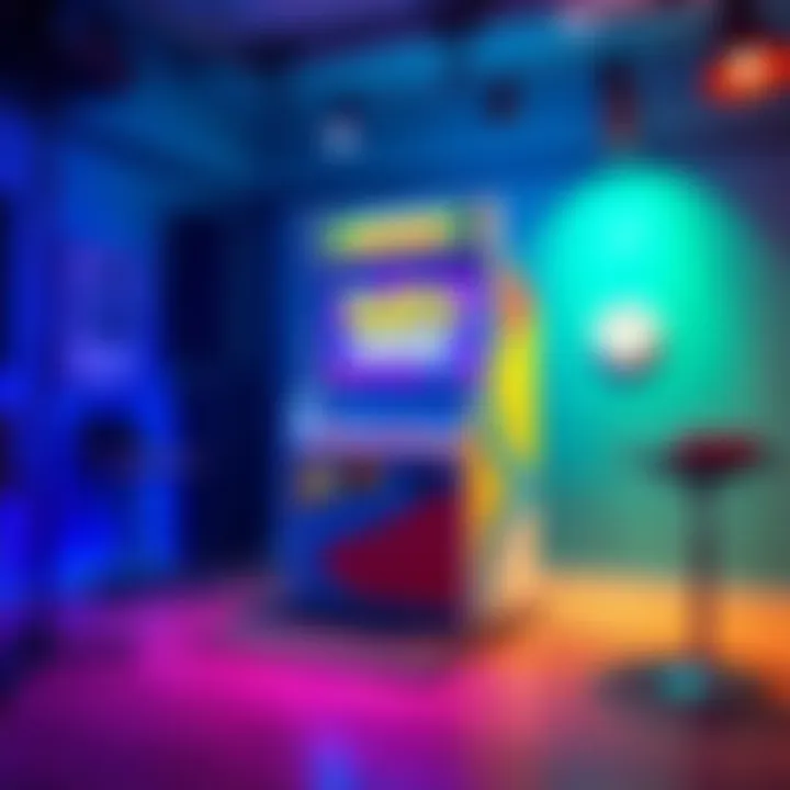 A colorful Pop'n Music arcade cabinet displayed in a music studio setting, showcasing its vibrant design and appeal to music fans.