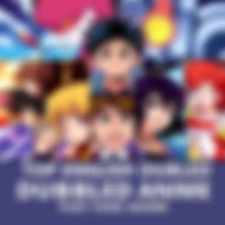 Popular English Dubbed Anime A collage of iconic scenes from top English dubbed anime shows with vibrant colors and dynamic characters.