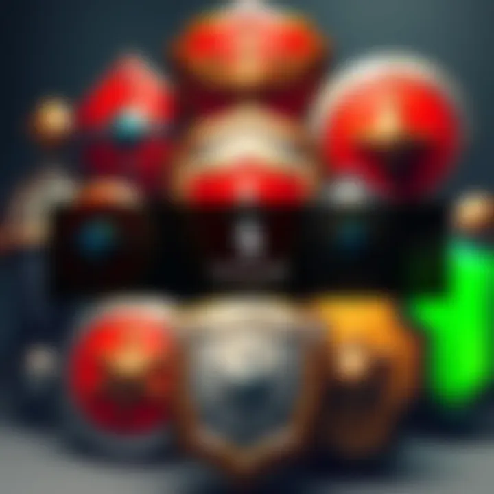 Various popular shield designs displayed together, showcasing different styles and features.
