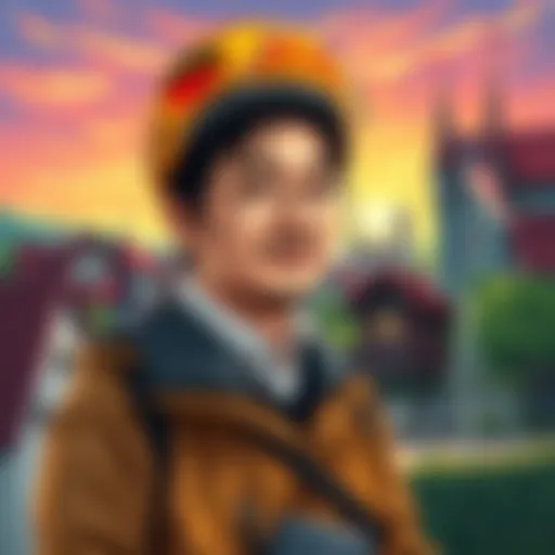 Postcard Drawing of Jiro in Germany A colorful postcard drawing featuring Jiro in Baden-Württemberg, Germany, surrounded by local scenery.