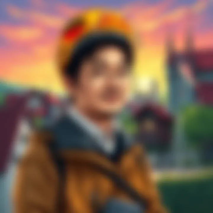 Postcard Drawing of Jiro in Germany A colorful postcard drawing featuring Jiro in Baden-Wรผrttemberg, Germany, surrounded by local scenery.