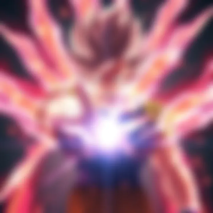 A powerful character in a stunning transformation pose, surrounded by energy effects, depicting the excitement of the 11th Anniversary event.