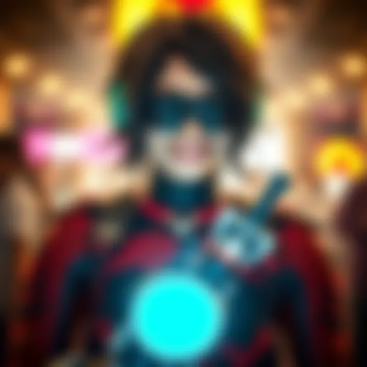 A fan dressed in Power cosplay, showcasing their costume and accessories, smiling at the camera