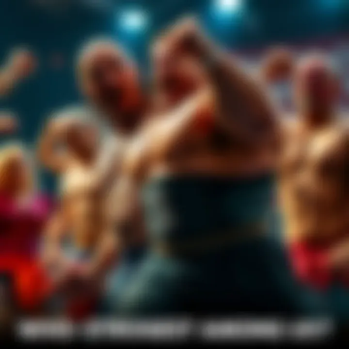 Various strong figures in a competition setting, showcasing their strengths and abilities.