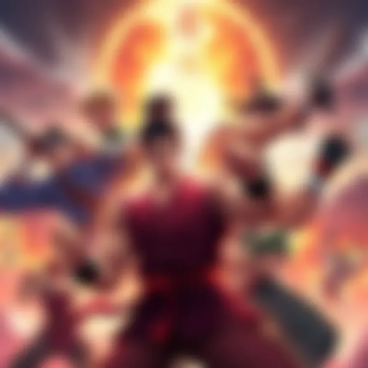 Top five powerful characters from the Kengan series in an intense battle scene, showcasing their unique fighting styles and strengths.