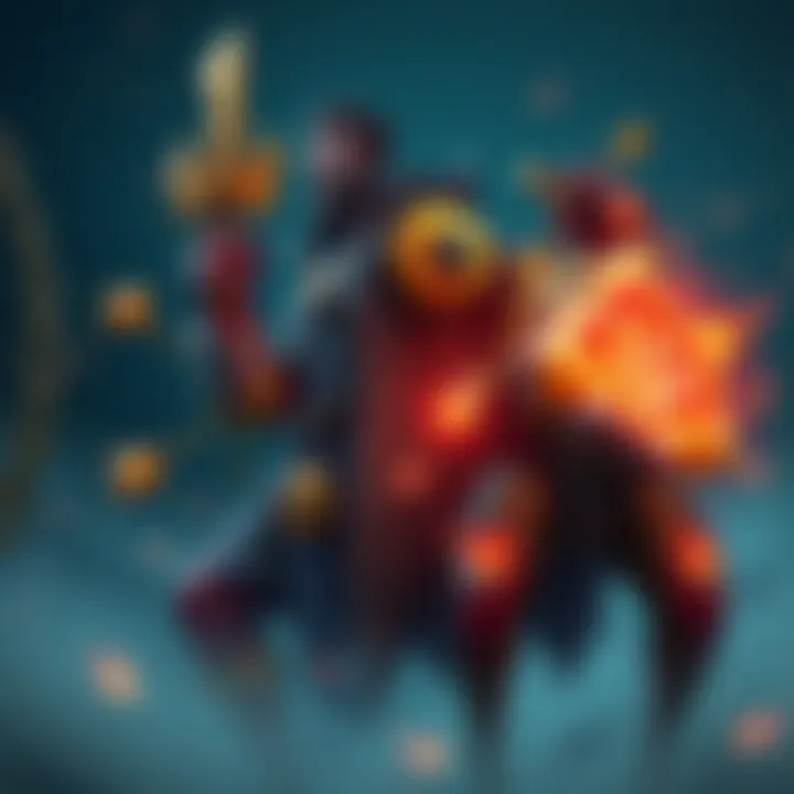 A strong overpowered character stands confidently, showcasing unique features and attributes that highlight their strength. The character is surrounded by symbols of power, suggesting their dominance in storytelling.