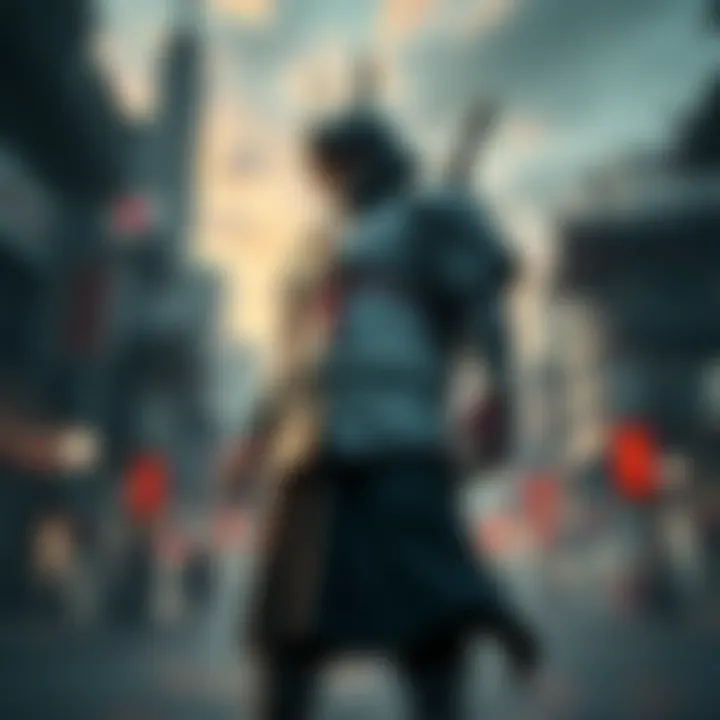 Powerful Figure in Japan A strong character stands confidently in a Japanese cityscape, ready to confront Makima without harm to others.