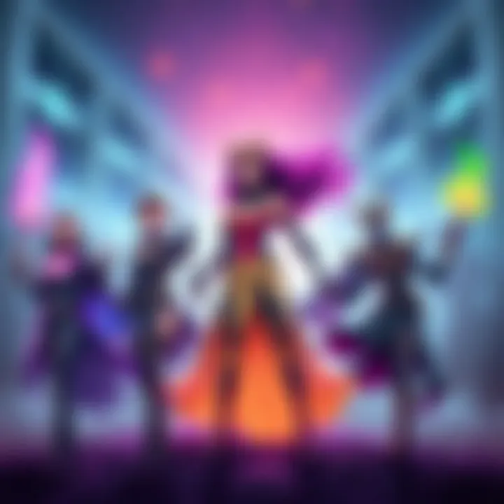 Five unique characters showcasing their strengths The Reinforcer, Comet, Enchantress, Divine, and Savage stand together, each displaying their special abilities in a vibrant scene