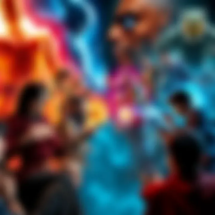 A collage showing high and low power levels of characters from various series with fans discussing