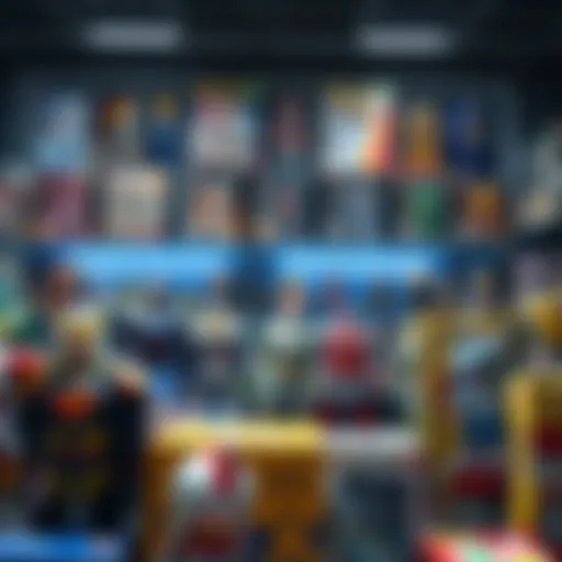 A collection of pre-owned action figures on display, showing various condition ratings from A to C, with emphasis on box quality, representing AmiAmi's offerings.