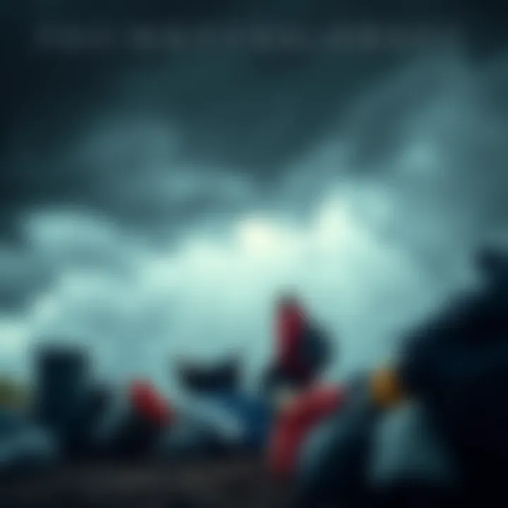 A person organizing supplies and planning ahead to face life’s difficulties, with a dark stormy sky in the background