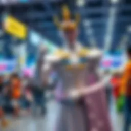 A cosplayer dressed as President Frieza poses with fans at a Dragon Ball Z event, showcasing creative costumes and community spirit.