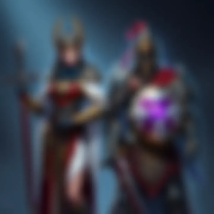 A Priestess and Paladin stand side by side, showcasing their unique armor and weapons, symbolizing their strong partnership in the community.