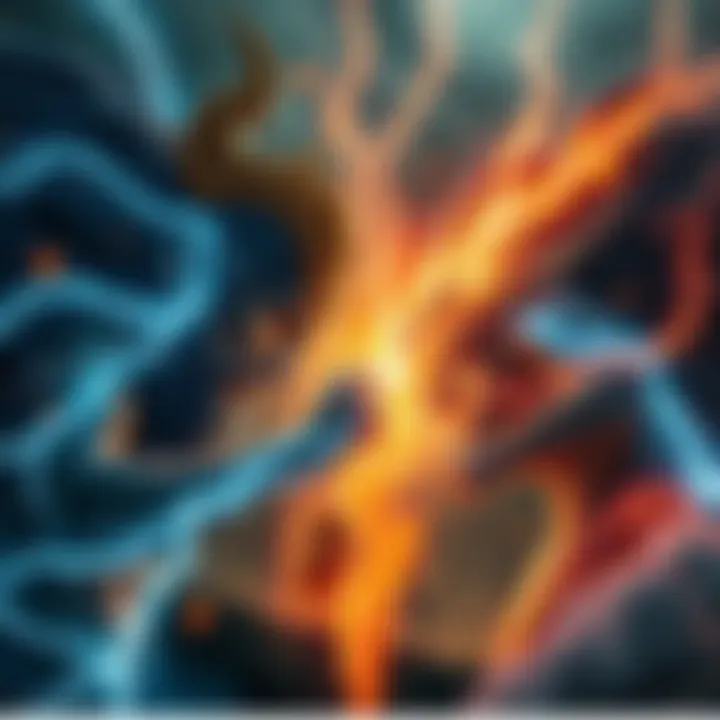 Primordial Gods Clash Primordial Gods facing off in a dramatic battle scene with lightning and cosmic elements surrounding them.