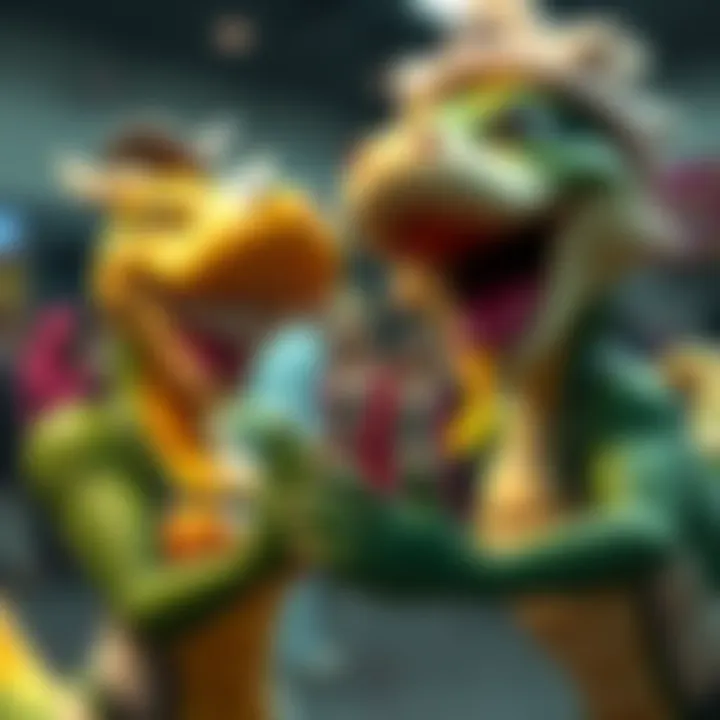 Princess Snake and Pikkon laughing together Princess Snake and Pikkon in a comedic scene, sharing a laugh during their funny rivalry
